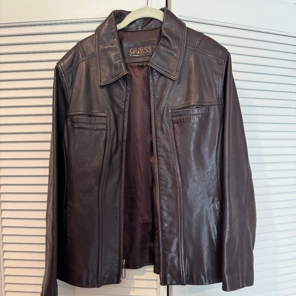 Vintage Guess Leather Jacket Size L - Picture 1 of 3
